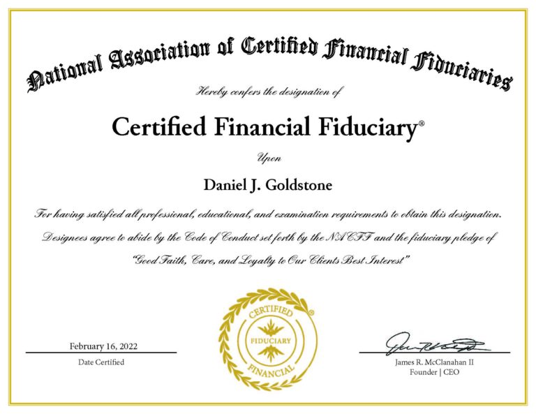 CFF Certificate Daniel J. Goldstone